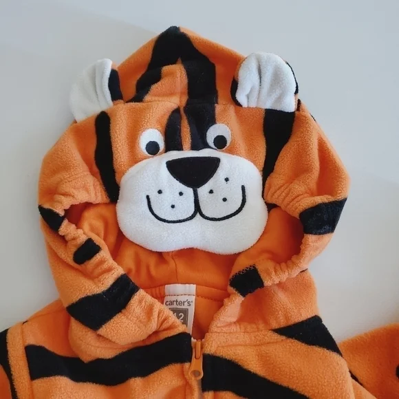 Carter's Tiger Hoodie Costume Orange/Black Size 12M - Picture 7 of 7